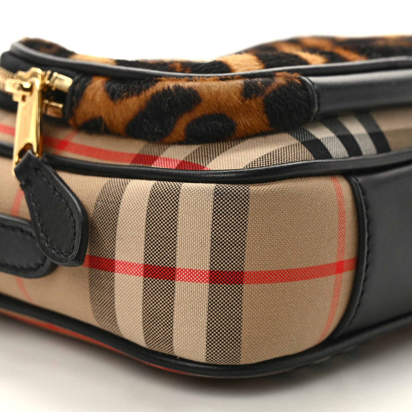 Vintage Check Calf Hair Leopard Print Small Camera Bag