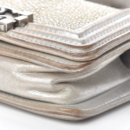Chanel Metallic Galuchat Stingray Mini Boy Flap Silver 13 of 15