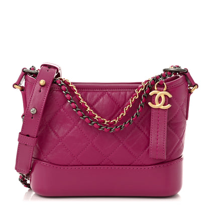 Chanel Aged Calfskin Quilted Small Gabrielle Hobo Fuchsia 1 of 10