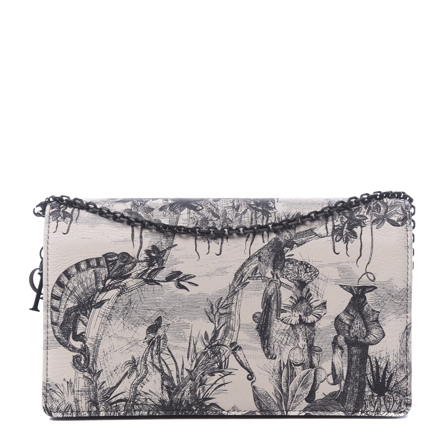 Christian Dior Calfskin Toile de Jouy Carnivora Wallet On Chain Pouch White 1 of 12