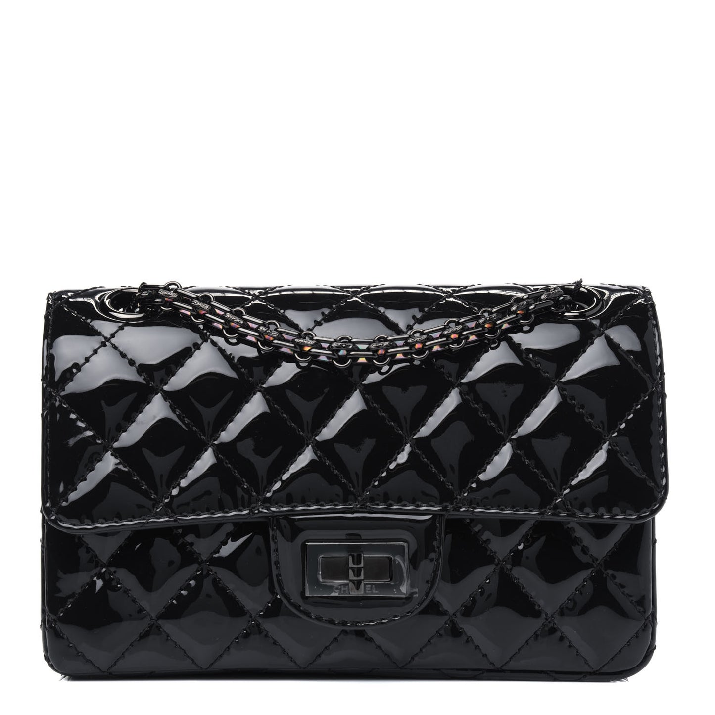 Patent Calfskin Quilted 2.55 Reissue Mini Flap So Black