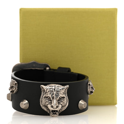 Gucci Calfskin Feline Heads Bracelet Black 5 of 5
