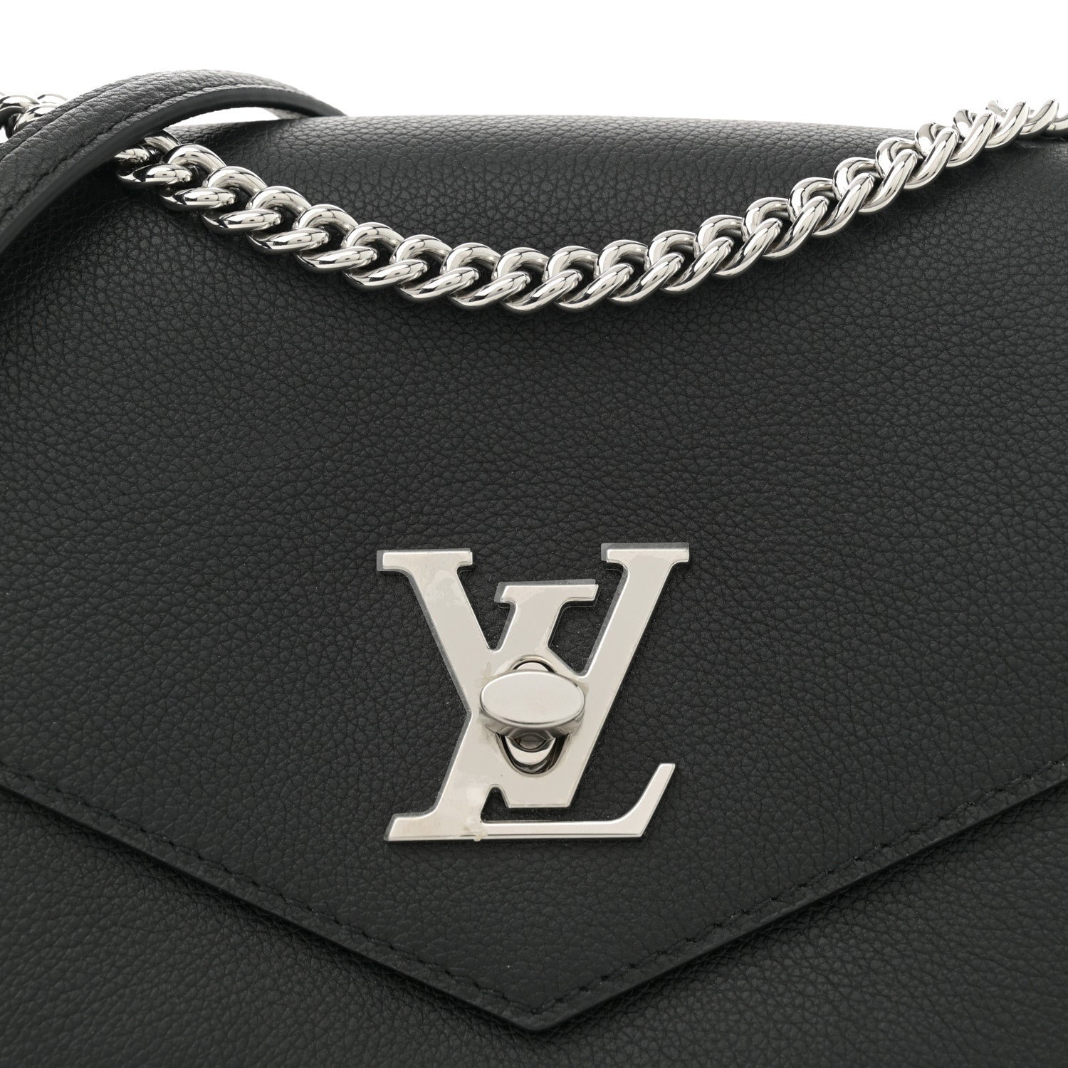 Louis Vuitton Soft Calfskin Mylockme Chain Bag BB Black 7 of 9