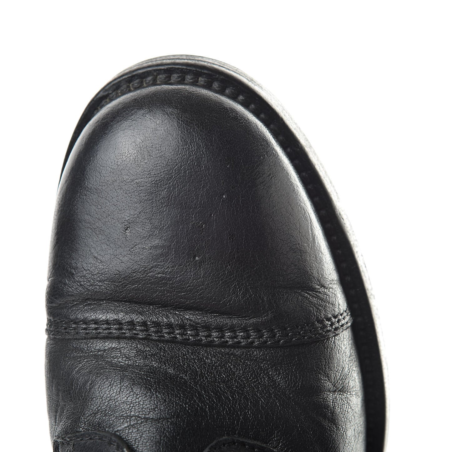 Calfskin Quilted Combat Boots 38.5 Black