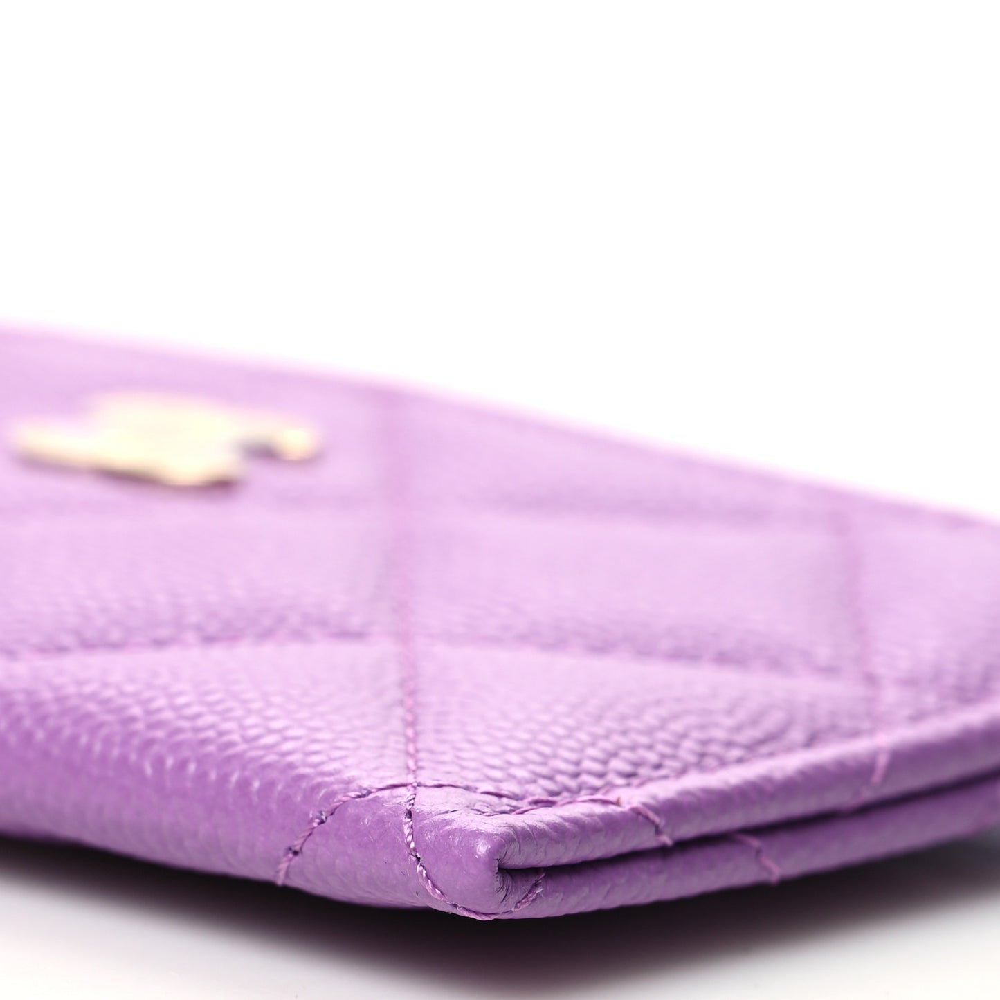 Caviar Quilted Card Holder Purple