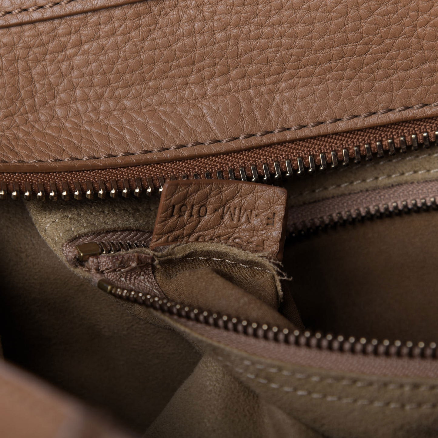 Drummed Calfskin Mini Luggage Camel