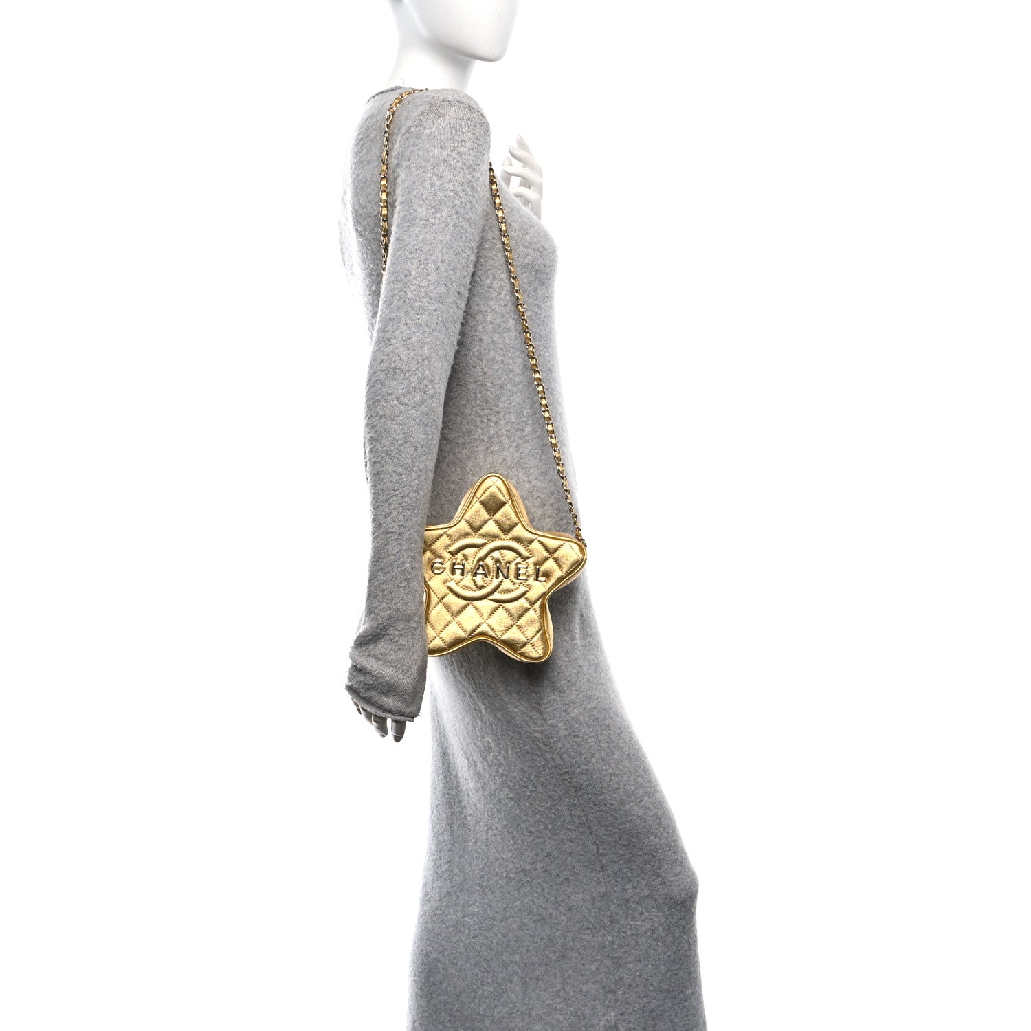 Chanel Metallic Lambskin Quilted Walk Of Fame Star Bag Gold