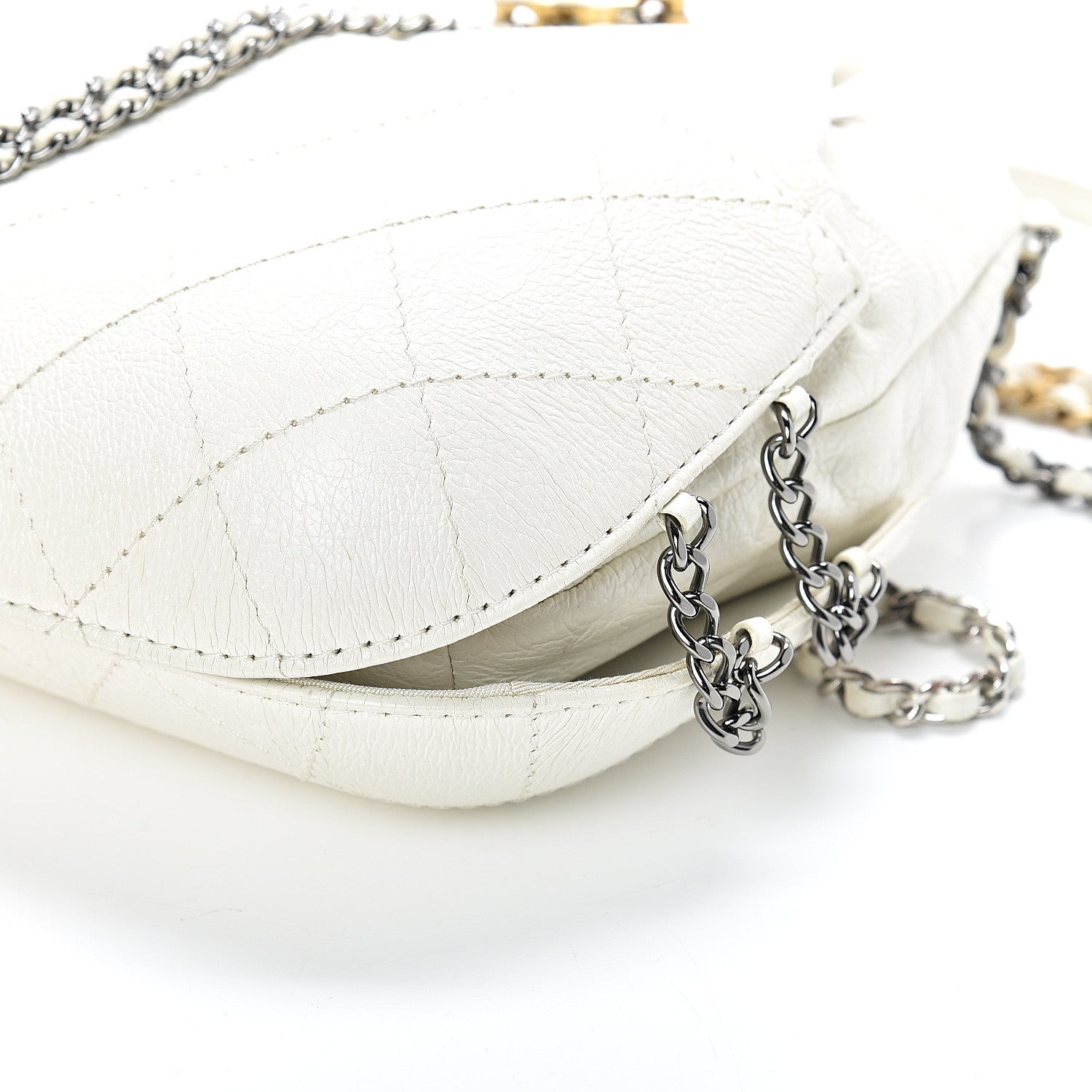 Chanel Aged Calfskin Quilted Small Gabrielle Bucket White 9 of 10