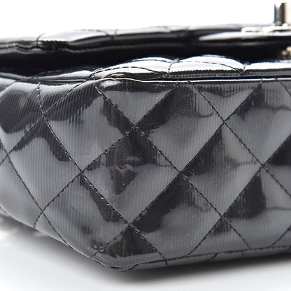 Chanel Striated Patent Calfskin Quilted Mini Rectangular Flap Dark Gray 9 of 10