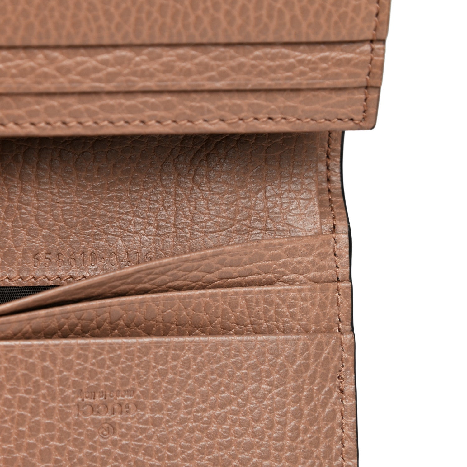 Gucci Dollar Calfskin GG Supreme Monogram GG Marmont Card Case Porcelain Rose Beige Ebony 7 of 7