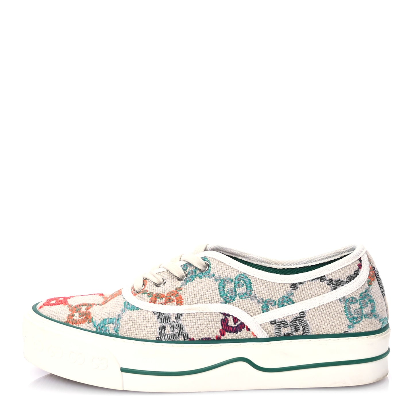 Linen Psychedelic Mini GG Monogram Womens 1977 Tennis Sneakers 40 Ivory Multicolor