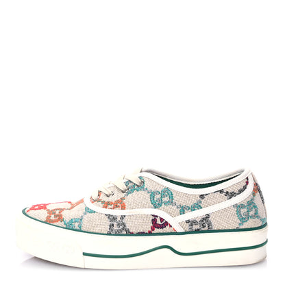 Gucci Linen Psychedelic Mini GG Monogram Womens 1977 Tennis Sneakers 40 Ivory Multicolor 1 of 8