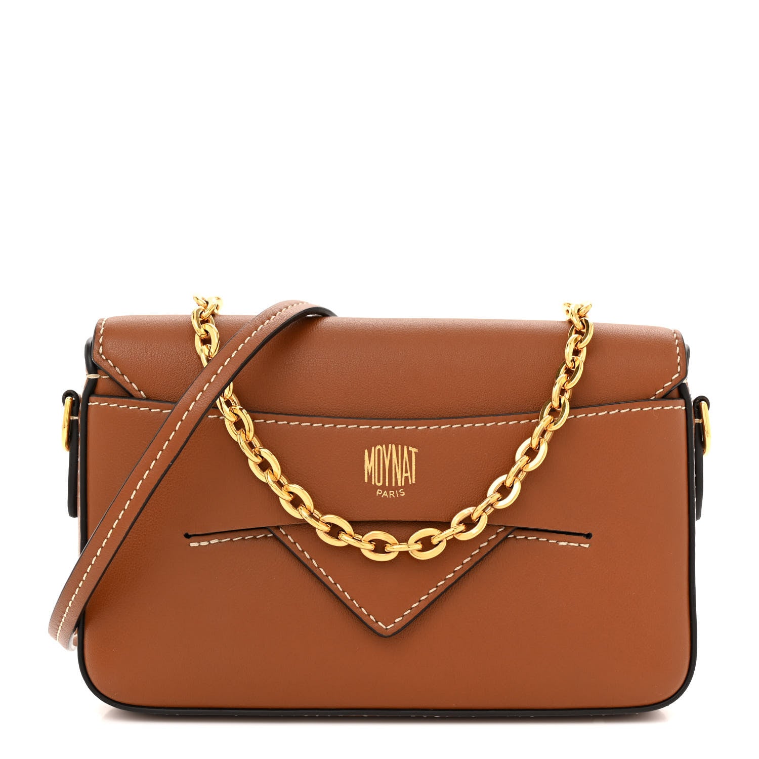 Moynat Calfskin Enveloppe Crossbody Bag Cognac 1 of 11