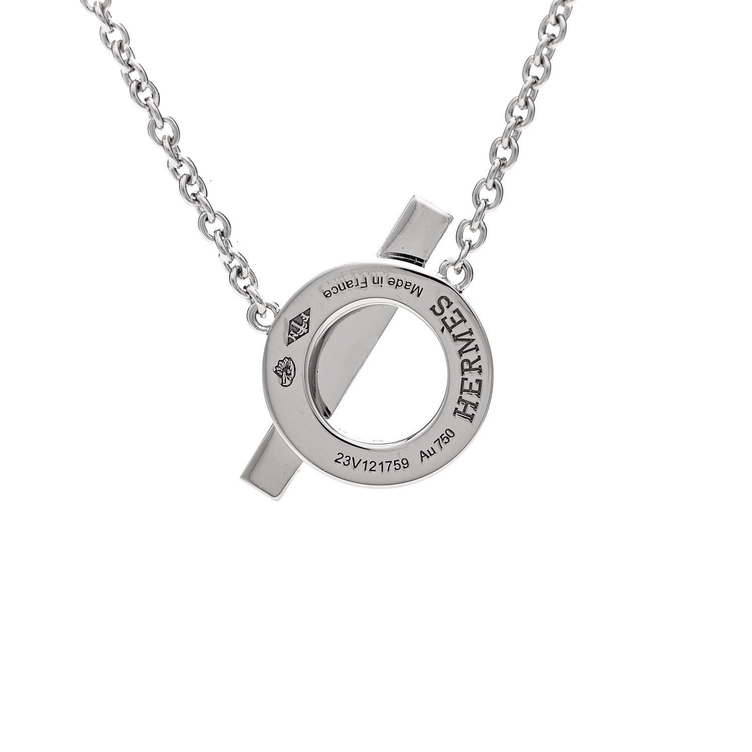 Hermes 18K White Gold Diamond Finesse Pendant Necklace 4 of 6