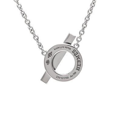 Hermes 18K White Gold Diamond Finesse Pendant Necklace 4 of 6