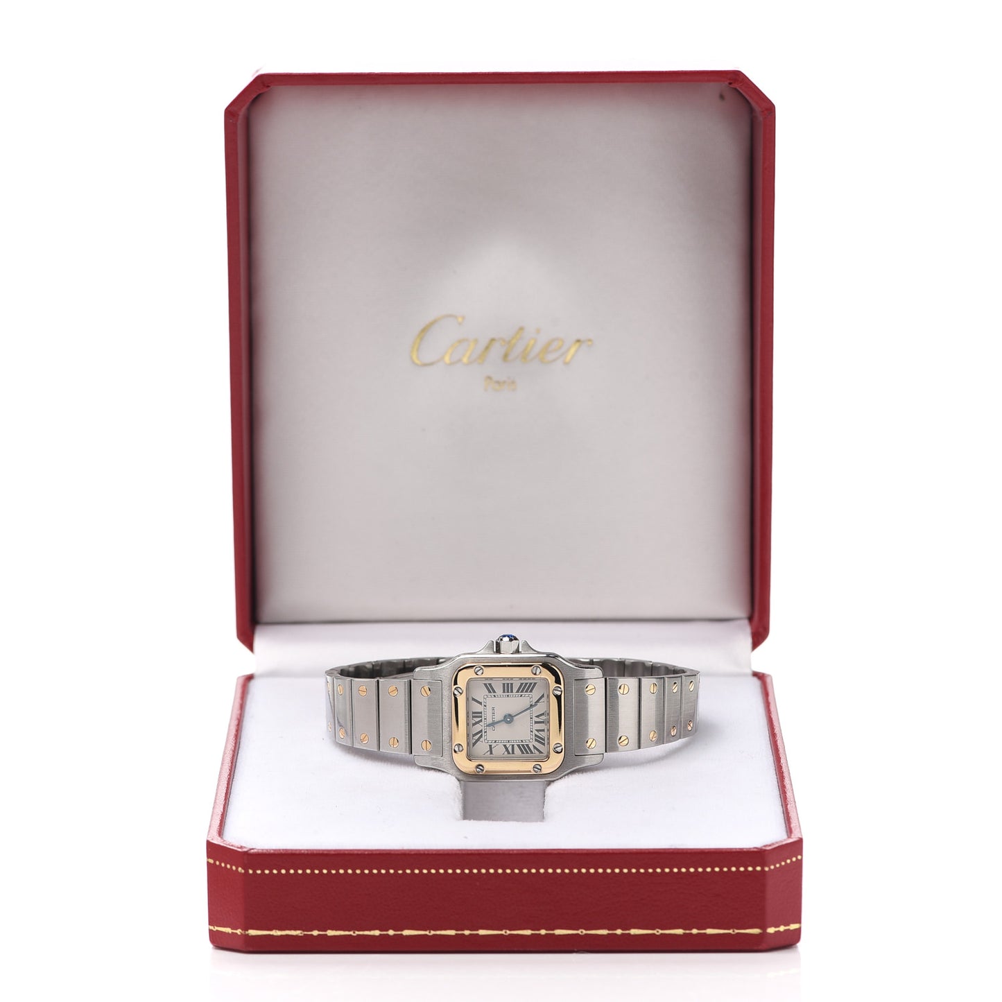 Stainless Steel 18K Yellow Gold 24mm Santos De Cartier Galbee Quartz Watch