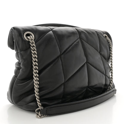 Saint Laurent Lambskin Quilted Small Loulou Puffer Monogram Chain Satchel Black 3 of 11