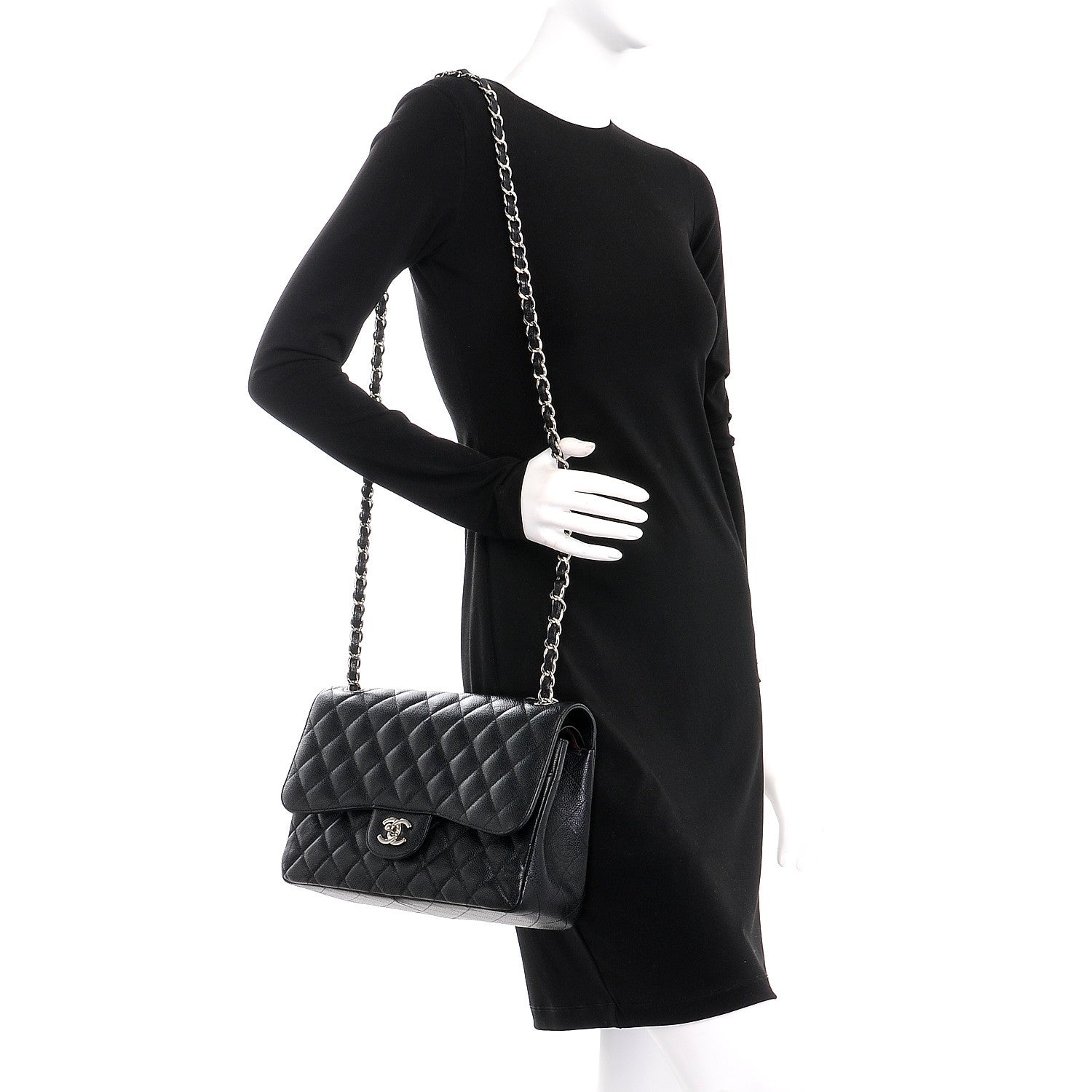 Chanel Caviar Quilted Jumbo Double Flap Black 2 of 9