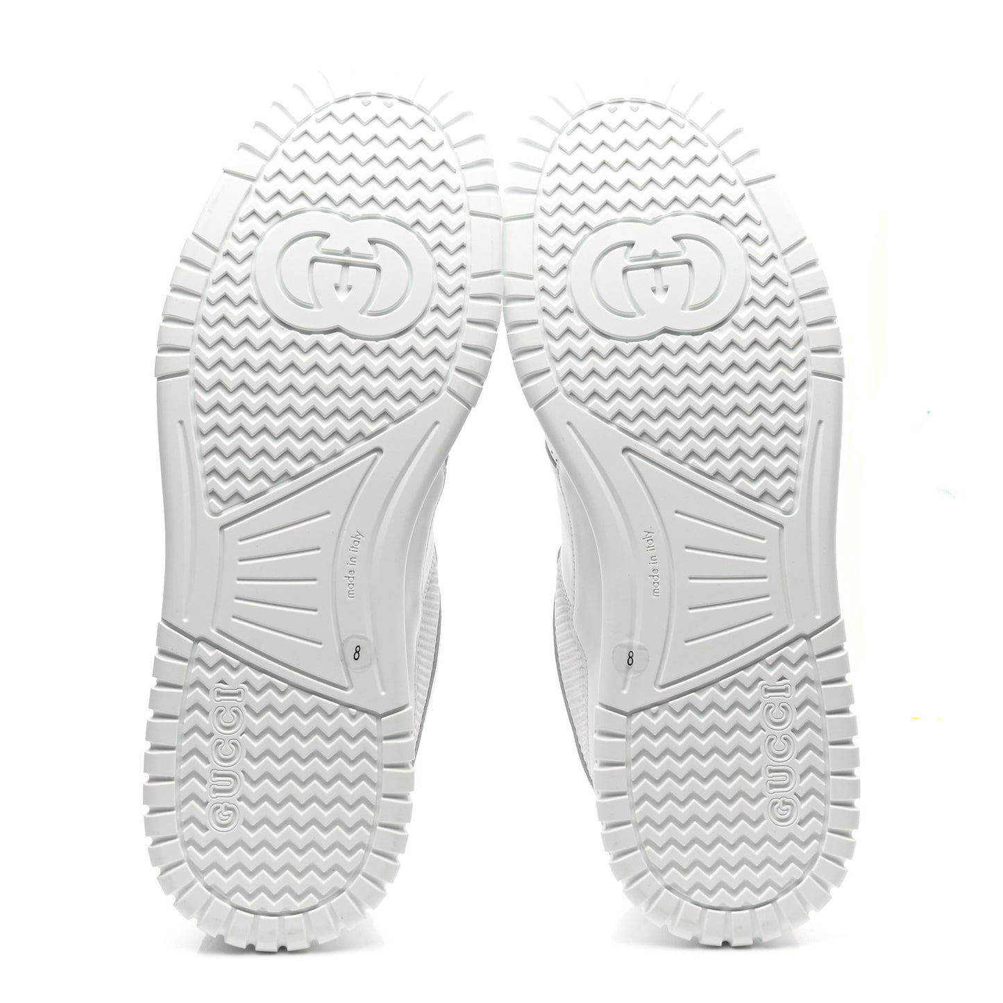 Calfskin Perforated Mens Interlocking G Sneakers 8 Great White