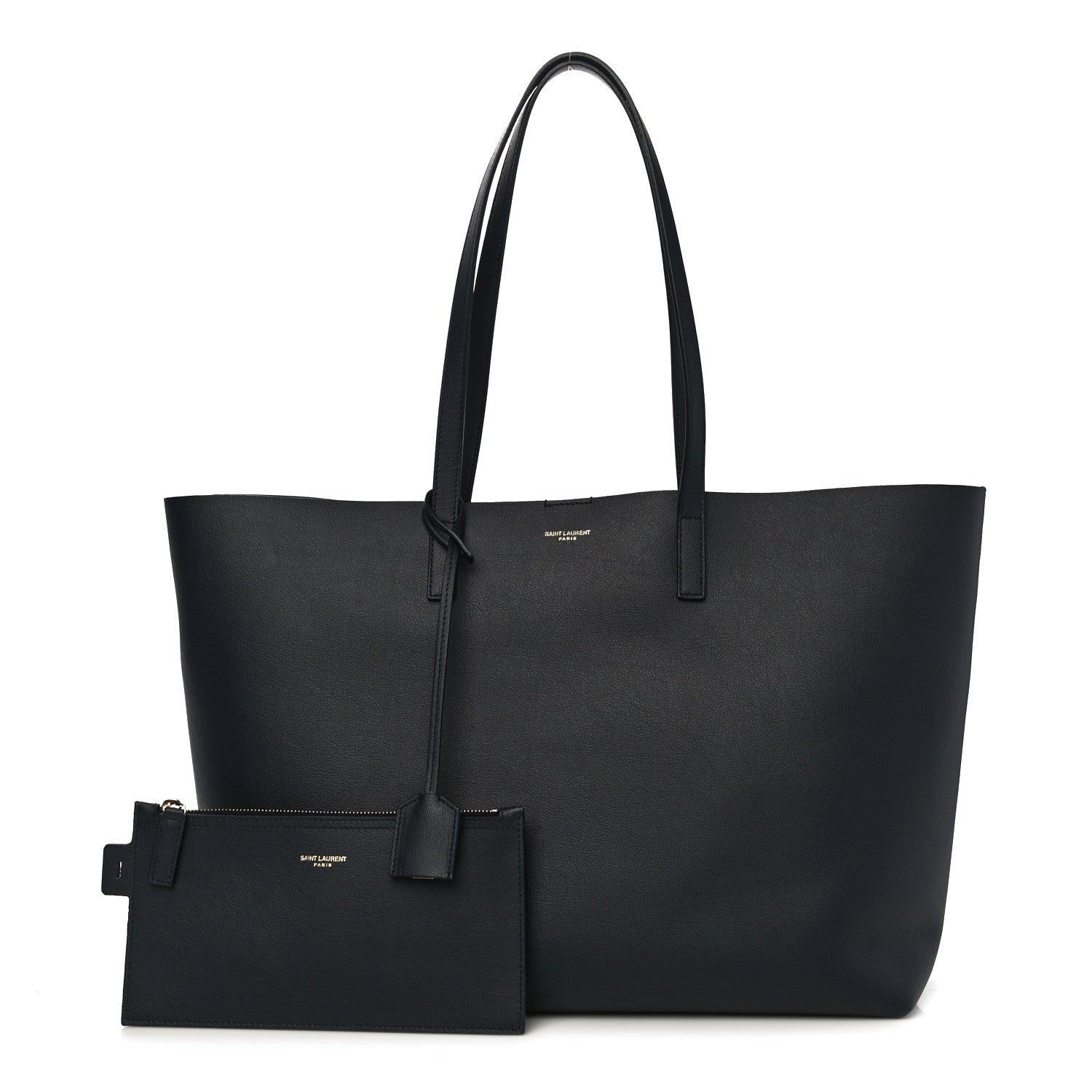 Saint Laurent Calfskin Large Shopping Tote Navy 1 of 10