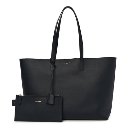 Saint Laurent Calfskin Large Shopping Tote Navy 1 of 10