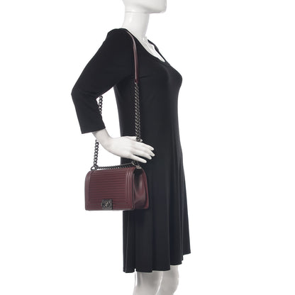 Chanel Calfskin Horizontal Quilted Medium Boy Flap Burgundy 2 of 12