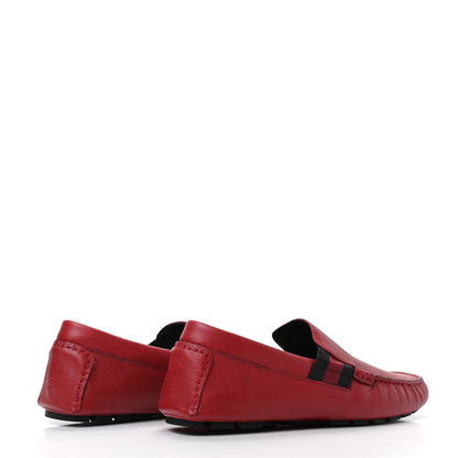 Gucci Calfskin Web Mens Driver Loafers 8 Red 4 of 8