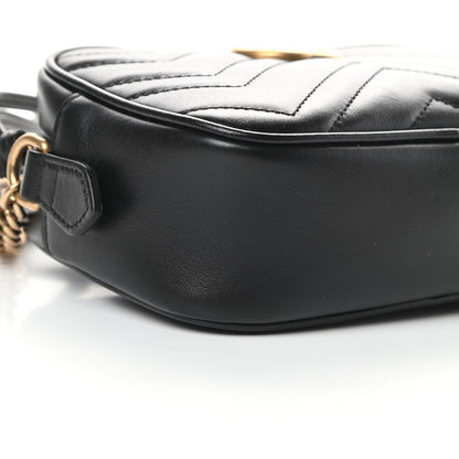 Gucci Calfskin Matelasse Mini GG Marmont Chain Shoulder Bag Black 9 of 12