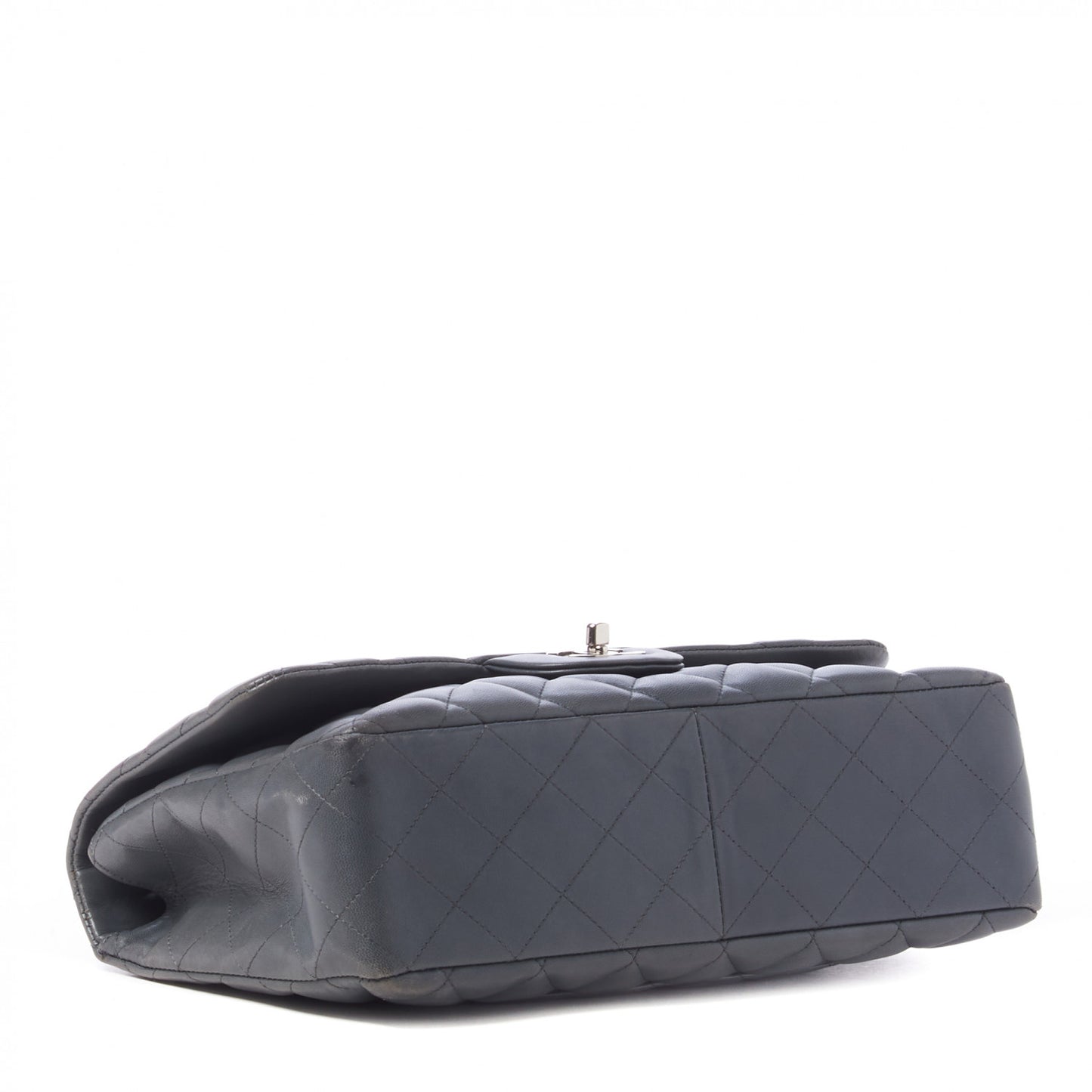 Lambskin Quilted Jumbo Single Flap Bijoux Chain Dark Grey