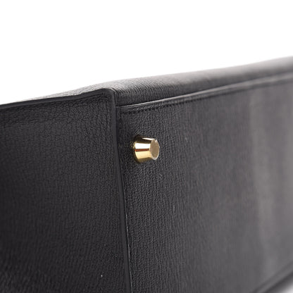 Hermes Chevre Mysore Horseshoe Kelly Sellier 28 Black Deep Red 7 of 36