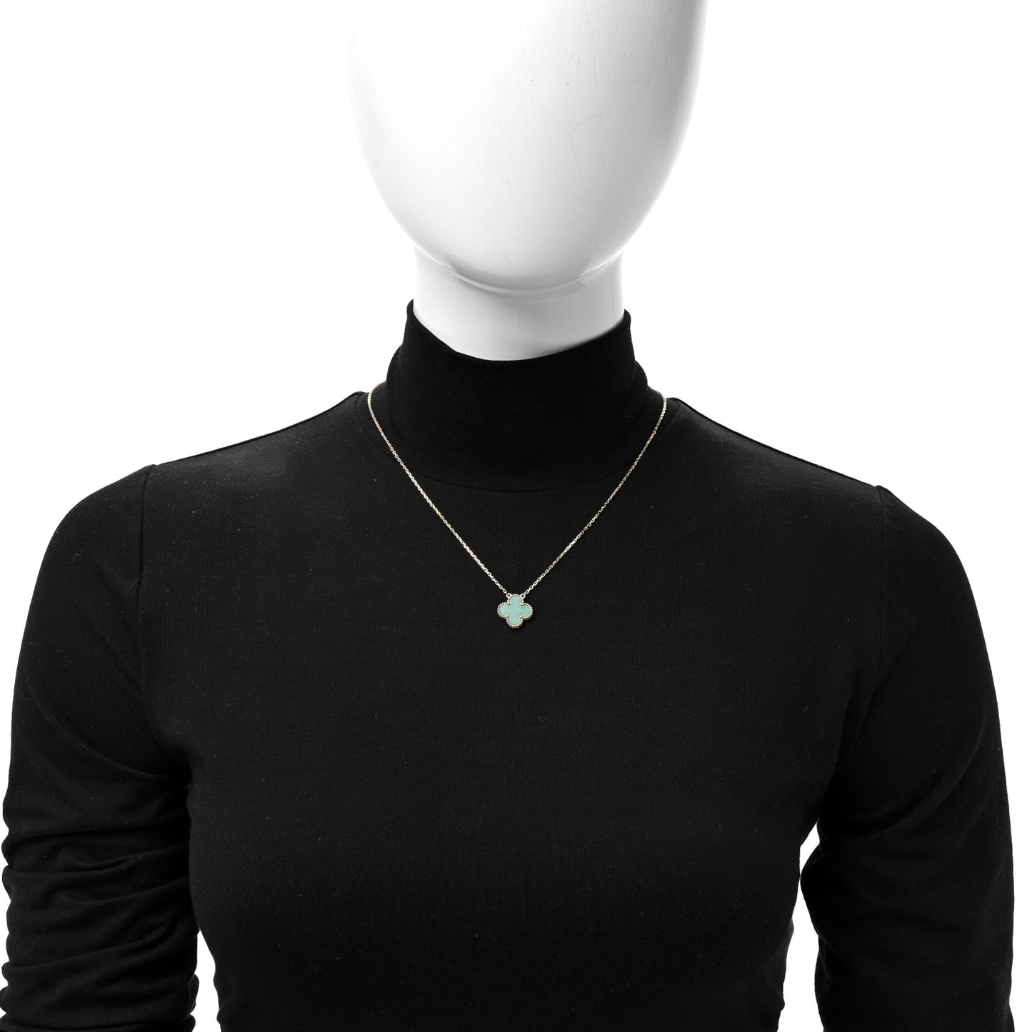 18K Yellow Gold Malachite Vintage Alhambra Pendant Necklace