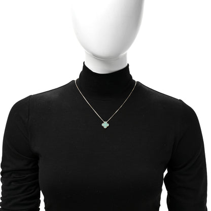 Van Cleef & Arpels 18K Yellow Gold Malachite Vintage Alhambra Pendant Necklace 2 of 7