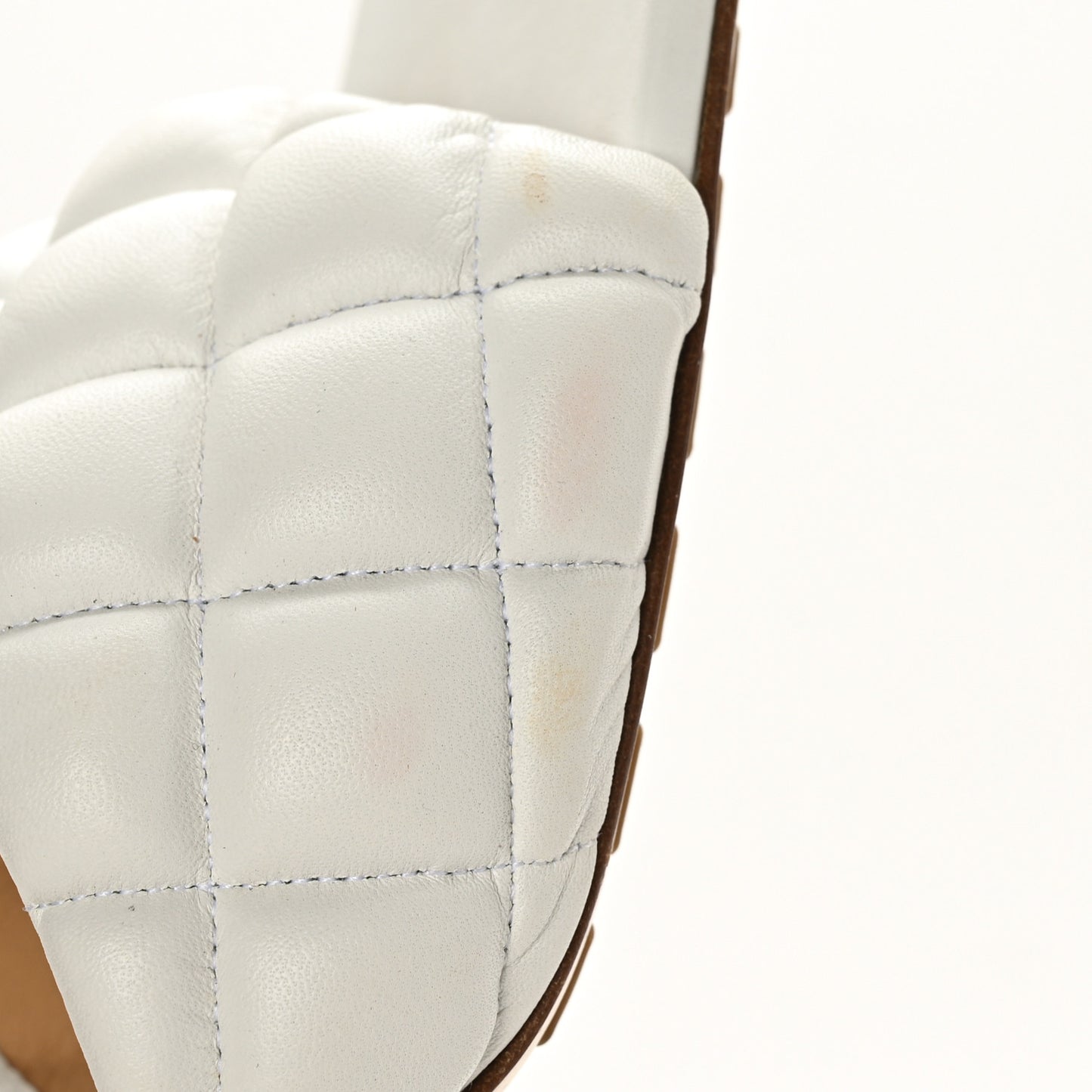 Nappa Matelasse Padded Mule Sandals 38 Optic White
