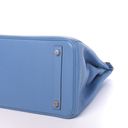 Hermes Taurillon Clemence Birkin 30 Bleu Paradis 10 of 11