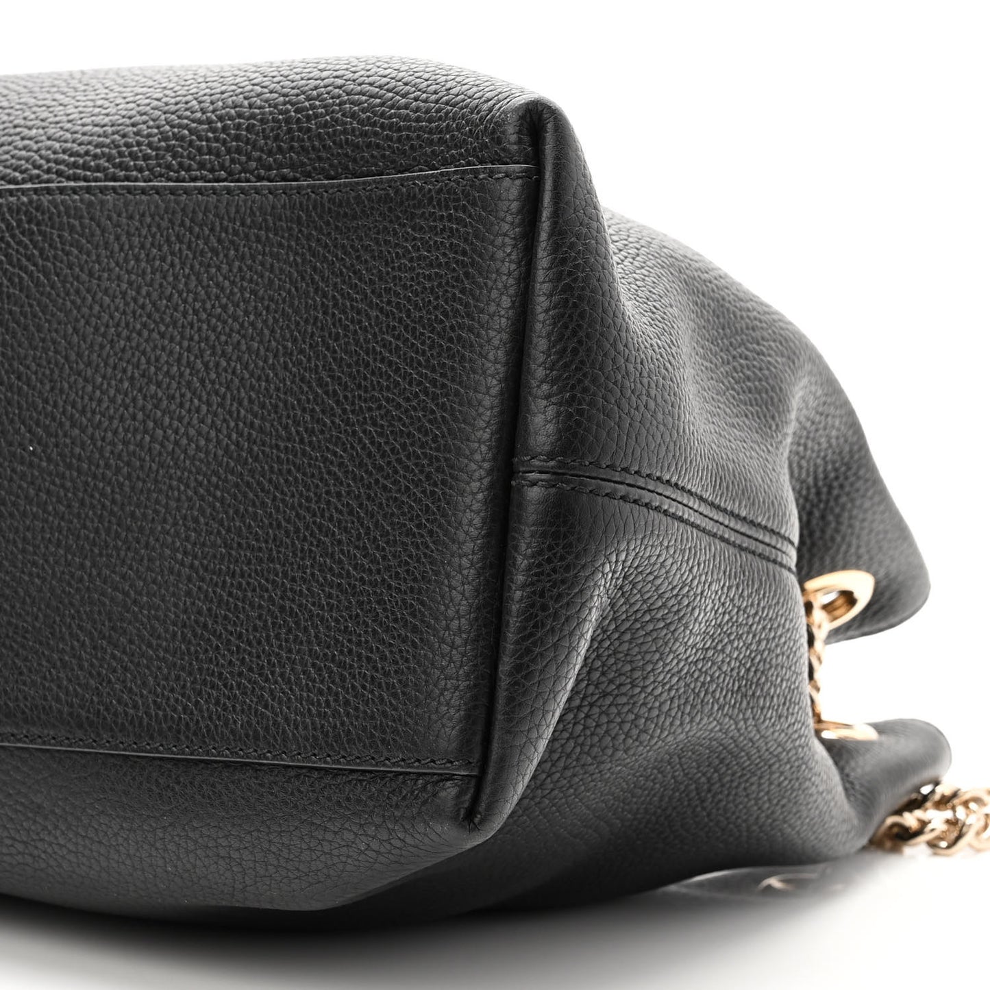 Pebbled Calfskin Medium Soho Chain Shoulder Bag Black