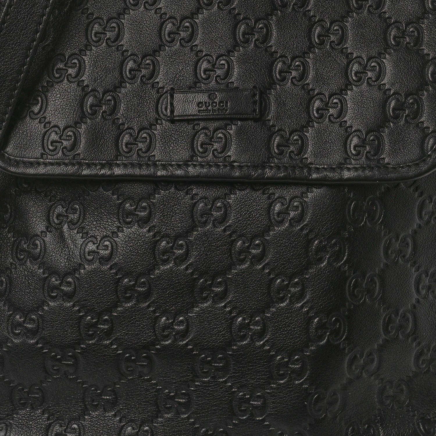 Gucci Guccissima Small Flap Messenger Bag Black 9 of 10