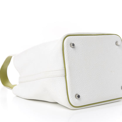 Hermes Taurillon Clemence Picotin 22 MM White Vert Chartreuse 5 of 13