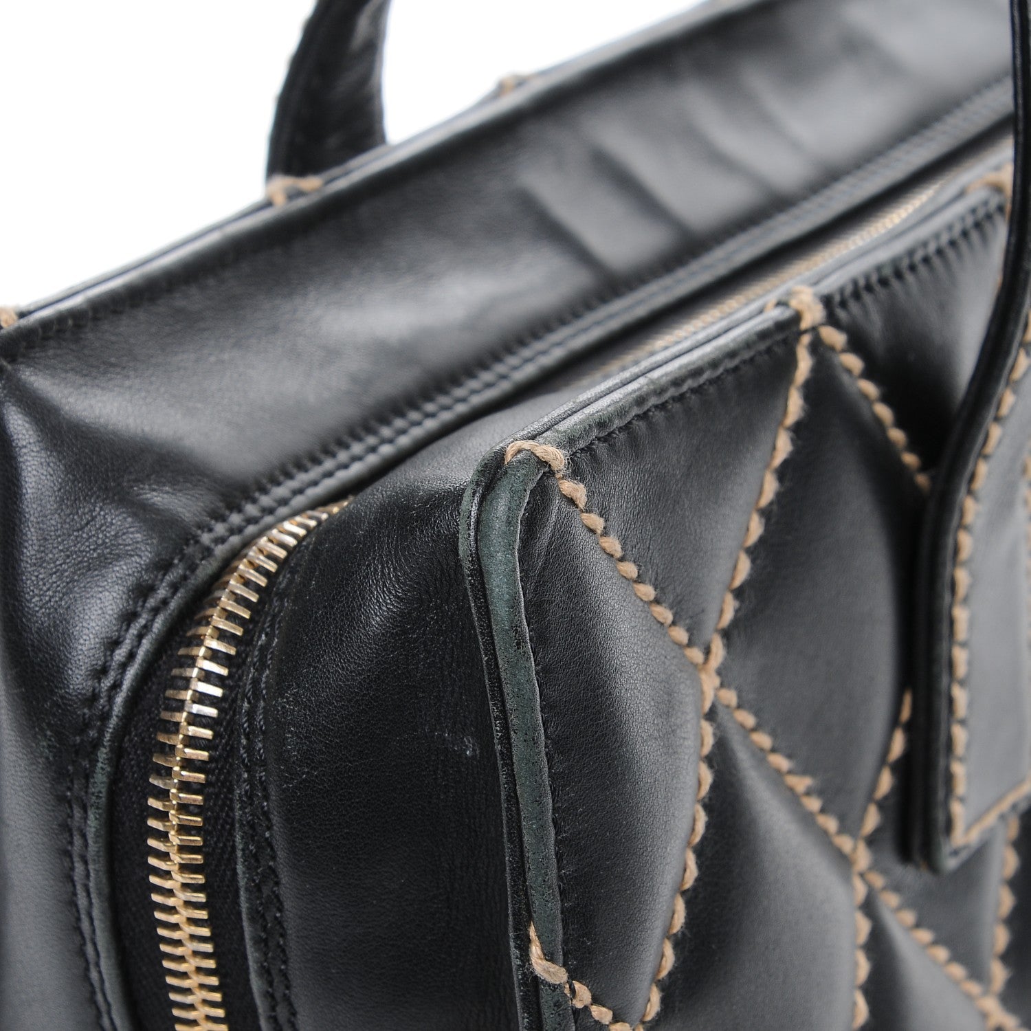 Chanel Calfskin Contrast Stitch Surpique Bowler Black 13 of 15
