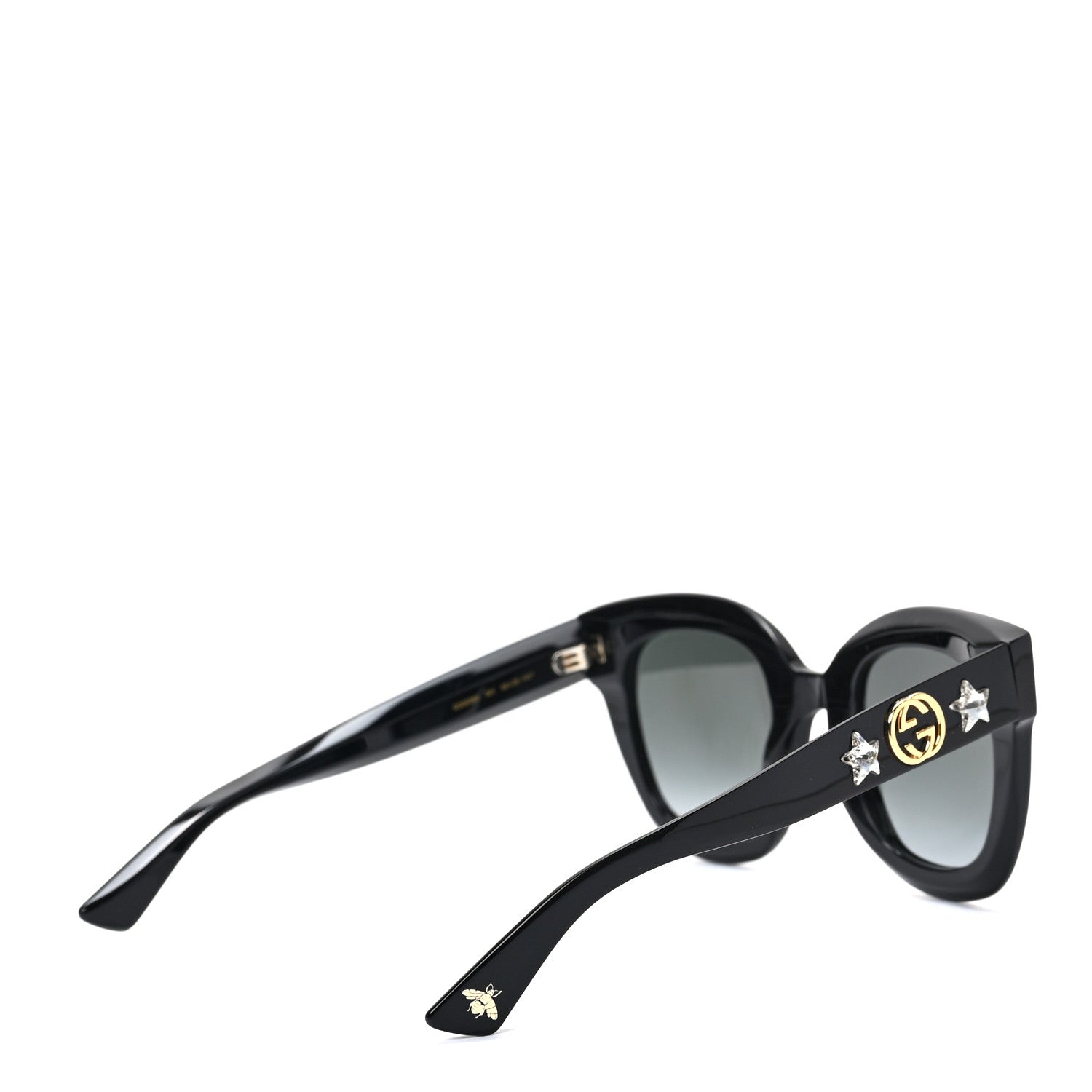 Gucci Acetate Crystal Star Round Frame Sunglasses GG0208S Black 4 of 6