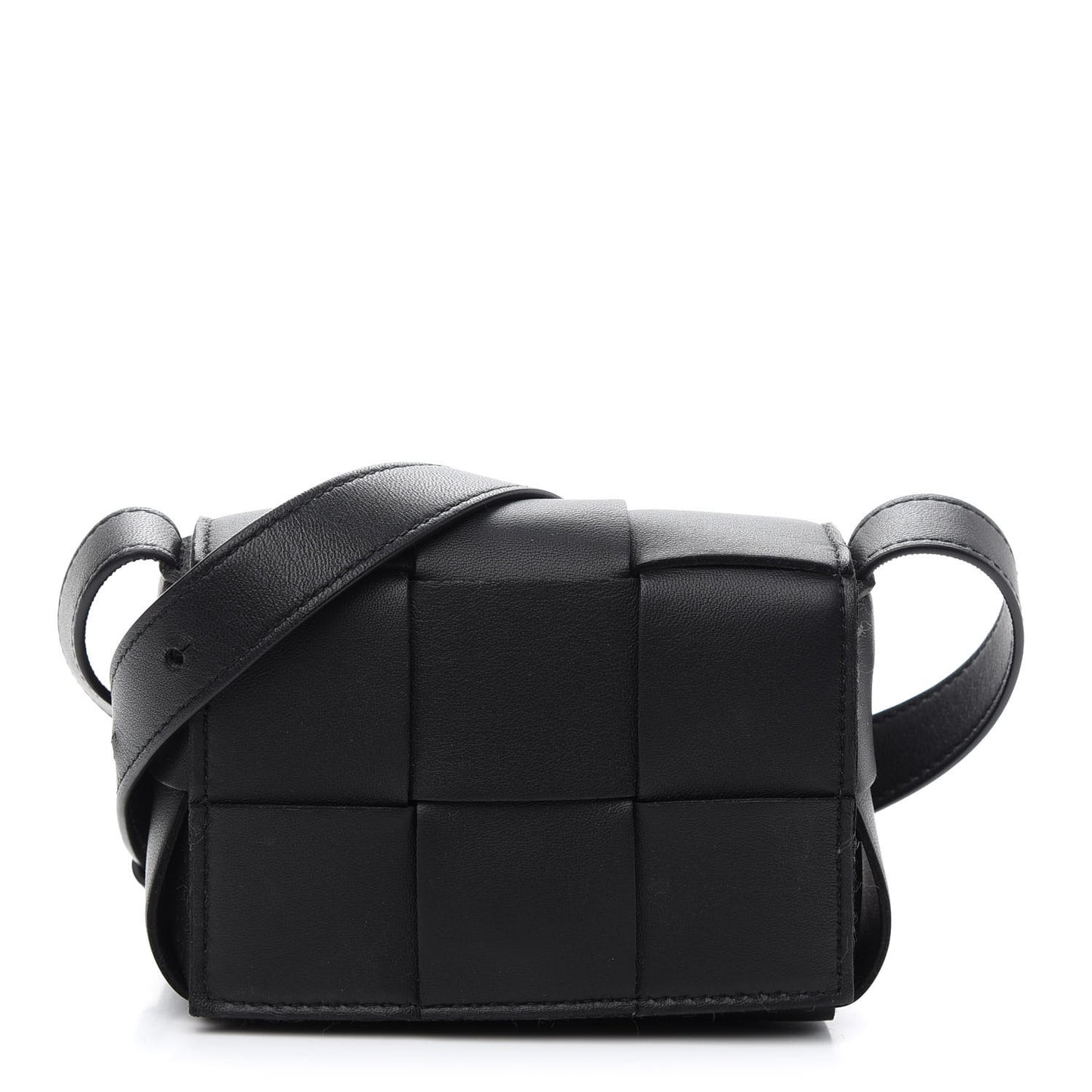 Lambskin Maxi Intrecciato Extra Mini Cassette Crossbody Bag Black