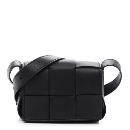 Bottega Veneta Lambskin Maxi Intrecciato Extra Mini Cassette Crossbody Bag Black 1 of 8