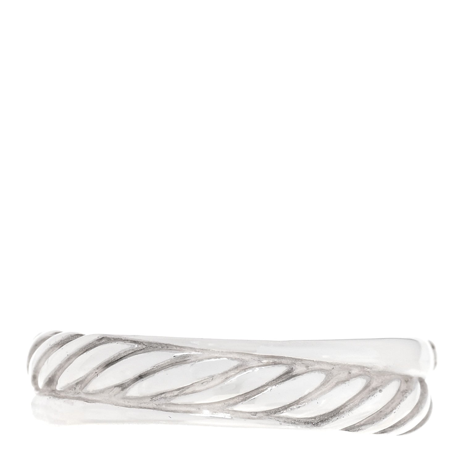 David Yurman Sterling Silver Diamond 5mm Crossover Ring 54 7 3 of 4