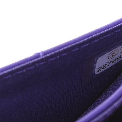 Chanel Lambskin Quilted Boy Card Holder Wallet Purple 8 of 10