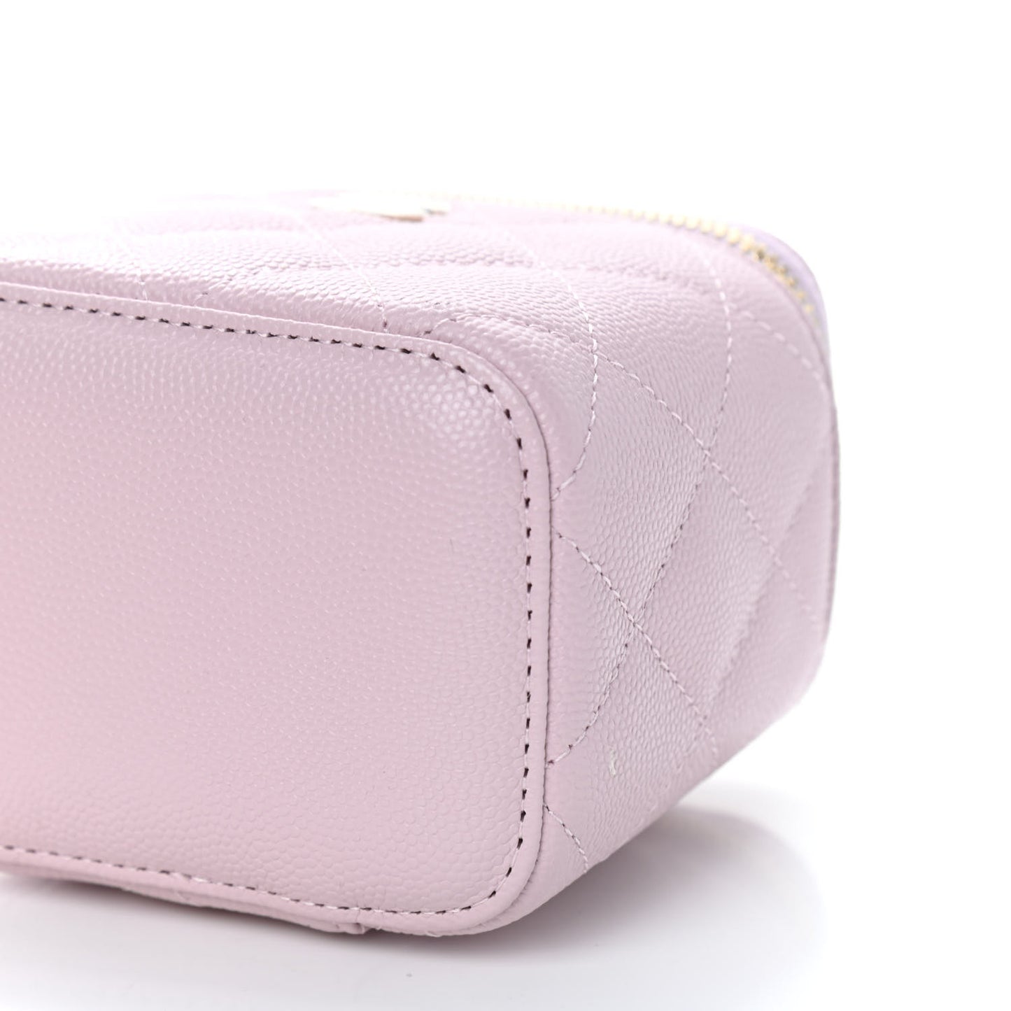 Caviar Quilted Mini Vanity Case With Chain Light Pink
