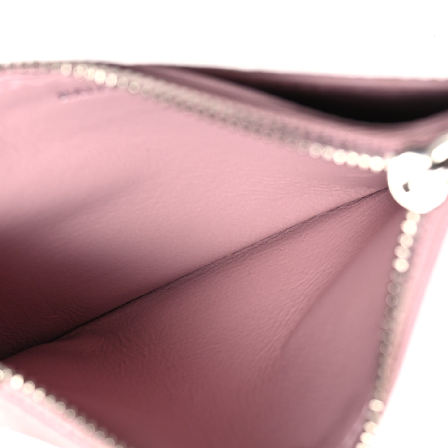 Grained Calfskin Logo Large Cash Long Coin Card Holder Powder Pink White