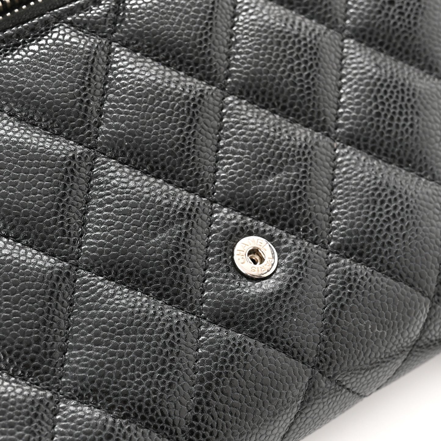 Caviar Quilted Phone Holder Wallet on Removable Chain Black