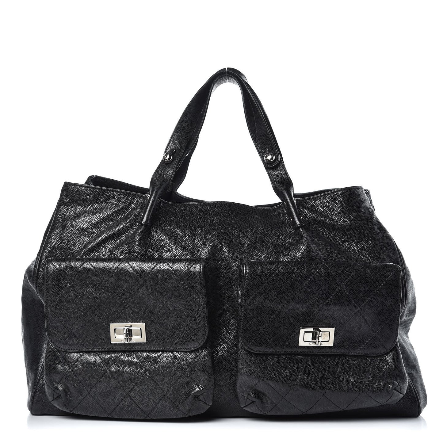 Glazed Caviar Large Pocket In The City Tote Black
