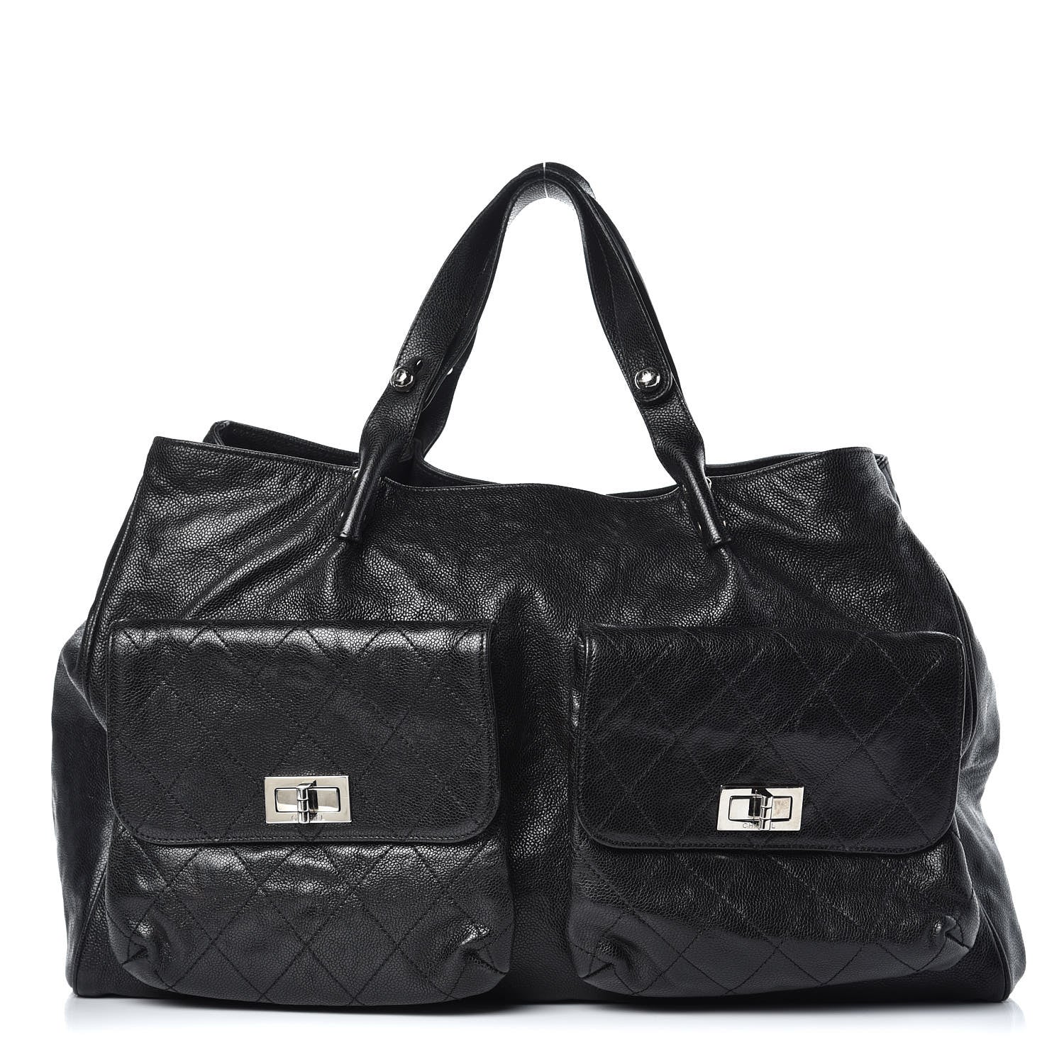 Chanel Glazed Caviar Large Pocket In The City Tote Black 1 of 11