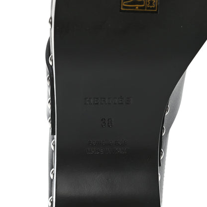 Hermes Calfskin Calya Mules 38 Black 7 of 7