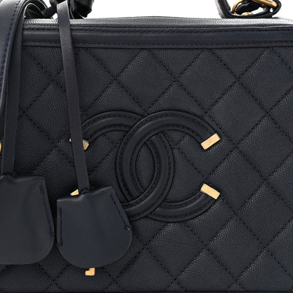 Chanel Caviar Quilted Medium CC Filigree Vanity Case Navy 9 of 13